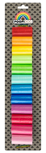 Merkloos Poopi-Dog Poepzakjes Regenboog Kleuren 12X15 St