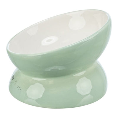 Trixie Voerbak / Drinkbak Kat Verhoogd Keramiek Salie / Wit 150 Ml 13 Cm