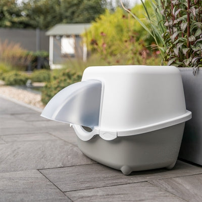 Trixie Kattenbak Davio Top Outdoor Met Kap Grijs / Wit 56X39X39 Cm